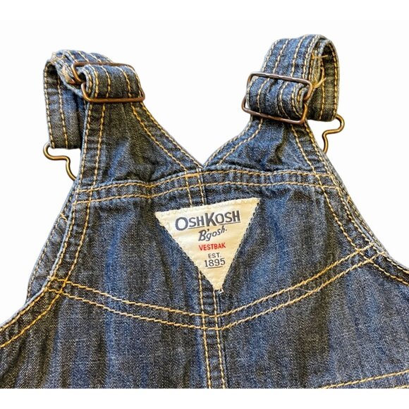 baby OSHKOSH Ruffle overall Dress Vestbak Jumper gingham Size 12M tiered - Picture 5 of 6